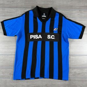 COPA x Pisa S.C. Mens Blue Black Striped Retro Football Jersey Shirt Size L